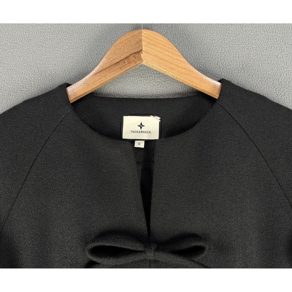 Tuckernuck Dress Womens Small Black Blair Bow Coat Pleated A Line Minimalist - Picture 4 of 8